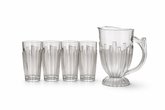 Elegant Ribbed Glass Jug Set with 6 Matching Tumblers