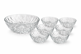 Luxury Cut Glass Serving Bowl Set – 1 Large Bowl & 6 Matching Bowls