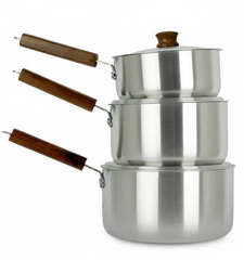 3-Piece Aluminium Saucepan Set with Lids