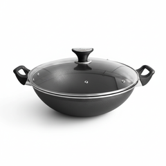 Cooking Wok Non Stick with Glass Lid