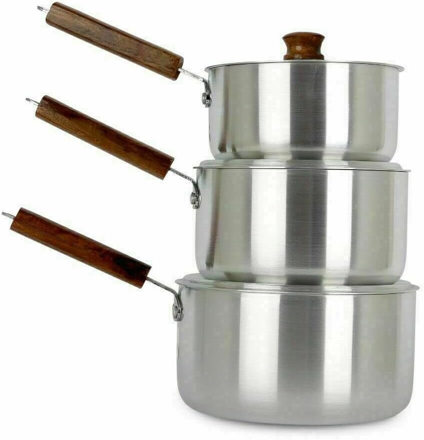 3-Piece Aluminium Saucepan Set with Lids