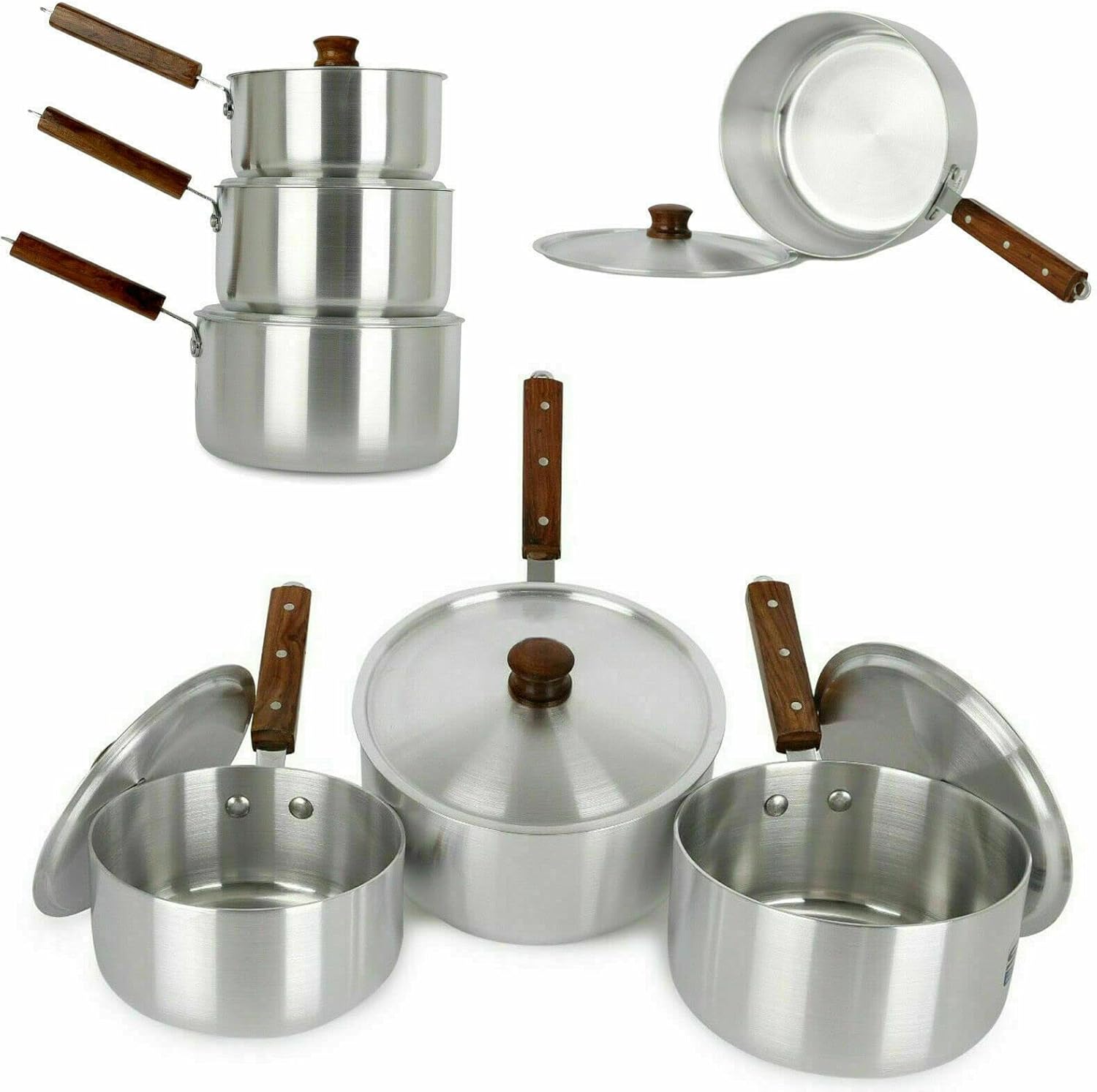 3-Piece Aluminium Saucepan Set with Lids