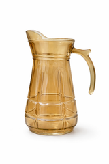 Amber Glass Jug Set with Lid & 6 Matching Tumblers