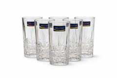 Luxury Crystal Cut Glass Jug Set with Lid & 6 Tall Tumblers