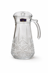 Luxury Crystal Cut Glass Jug Set with Lid & 6 Tall Tumblers