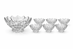 Elegant Crystal Cut Dessert Bowl Set – 1 Large Bowl & 6 Small Bowls