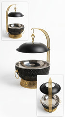 Elegant Black & Gold Hanging Lid Buffet Server