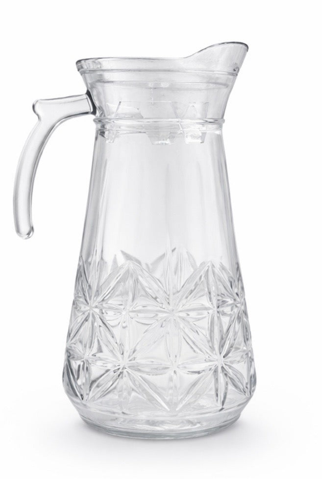 Crystal Cut Glass Water Jug with Lid – Elegant Serving Pitcher