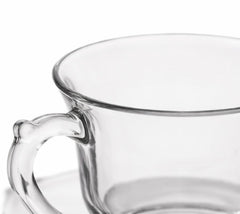 Clear Glass Tea Cup & Saucer Set – Pack of 6 | Elegant Everyday Drinkware