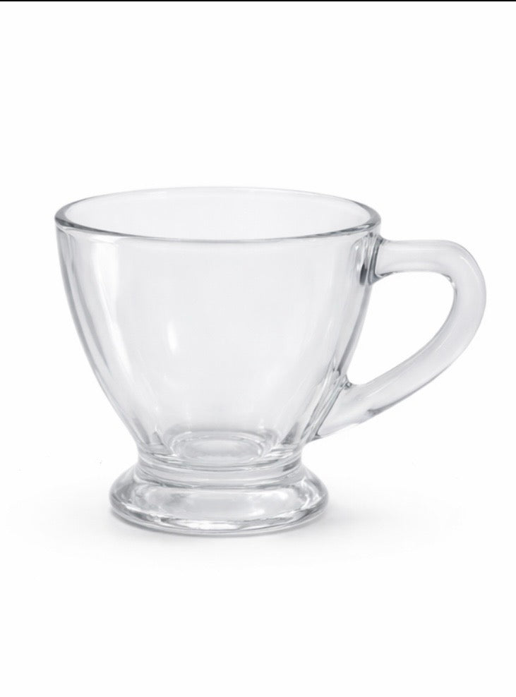 Elegant Clear Glass Tea Cup Set – Pack of 6 | Modern Classic Design