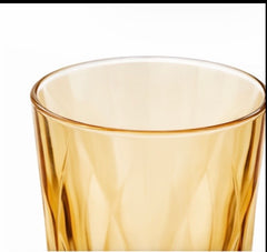 Amber Glass Tumbler Set – Pack of 6 | Elegant Textured Drinking Glasses