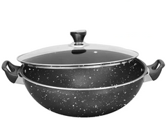 Cooking Wok Non Stick with Glass Lid