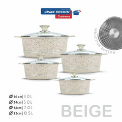 Grace Die-Cast Alumunium Stockpot Set with Non-Stick Coating 4pcs