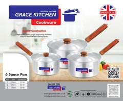 3-Piece Aluminium Saucepan Set with Lids